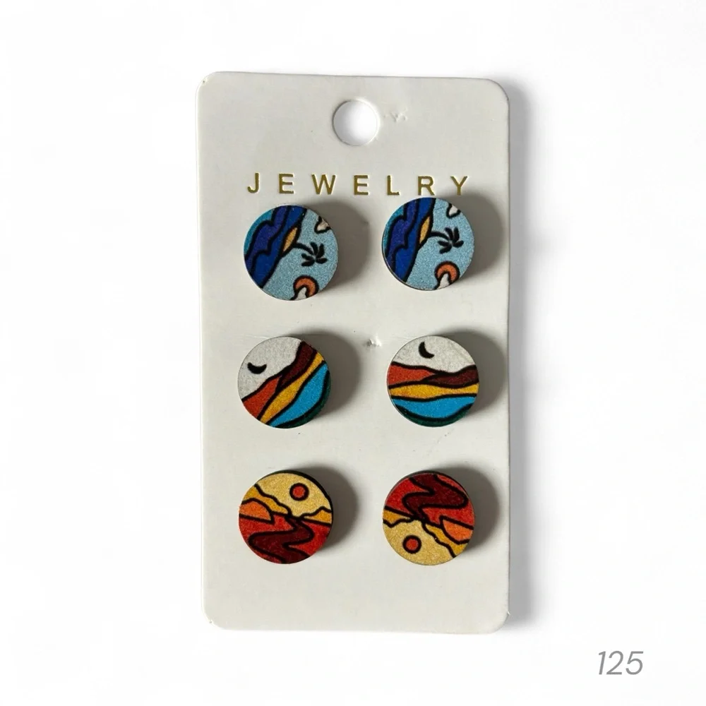 Women’s Colorful Beach Scene Earrings Set